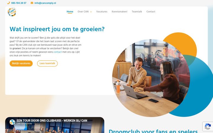 Screenshot van werkenbijcan.nl