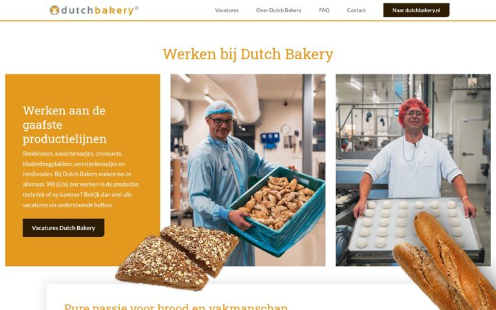 Screenshot von werkenbijdutchbakery.nl