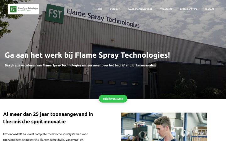 Screenshot of werkenbijflamespraytechnologies.nl