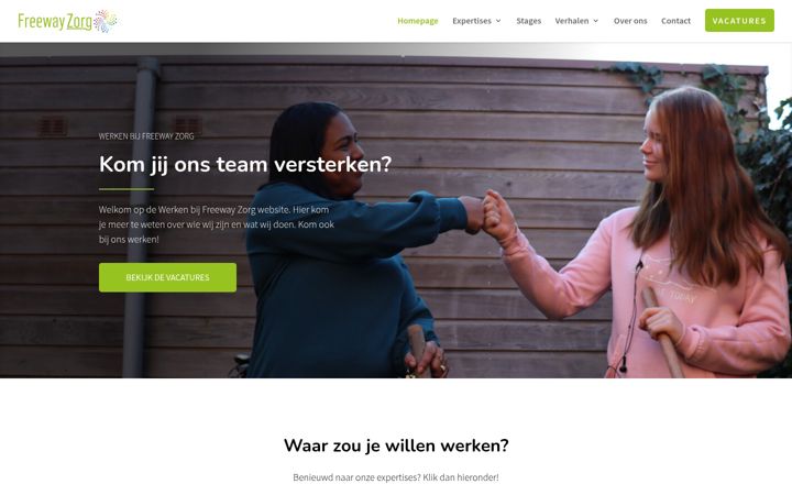 Posnetek zaslona werkenbijfreewayzorg.nl
