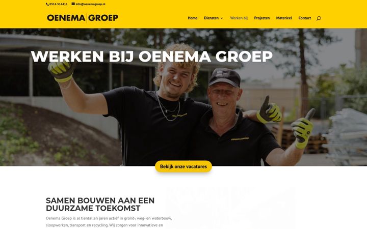 Screenshot of werkenbijoenemagroep.nl