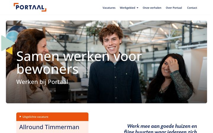 Екранна снимка на werkenbijportaal.nl