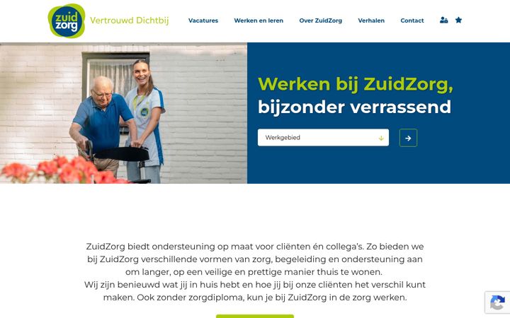 Snímek obrazovky werkenbijzuidzorg.nl