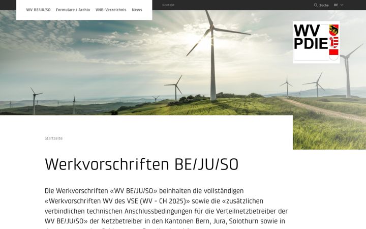 Snímek obrazovky werkvorschriften.ch