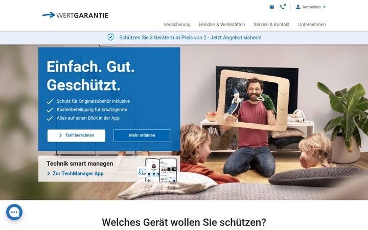 Zrzut ekranu wertgarantie.de