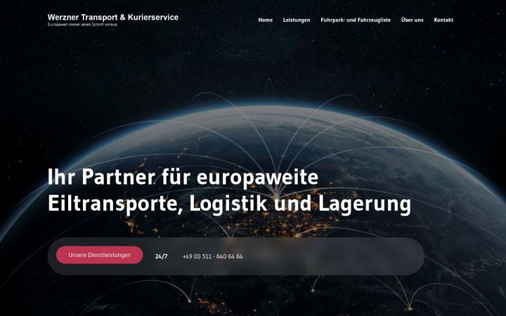 Kuvakaappaus sivustosta werzner-express.de