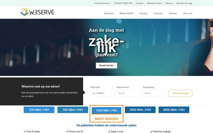 Screenshot ta' weserve.nl