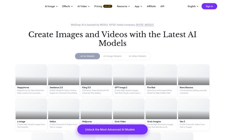 Screenshot of weshop.ai