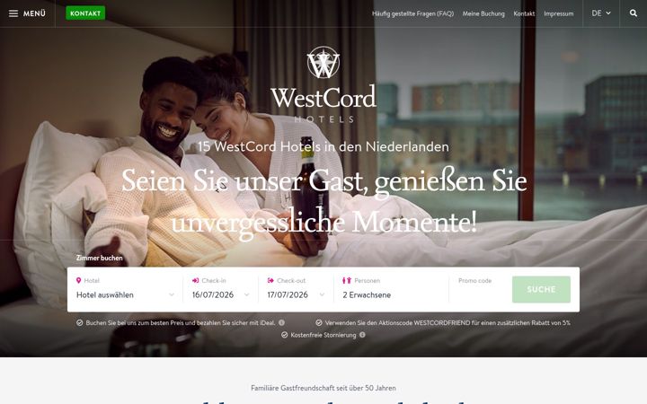 Snimka zaslona za westcordhotels.de