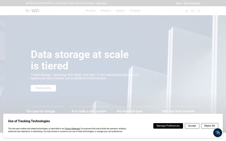 Captura de ecrã de westerndigital.com