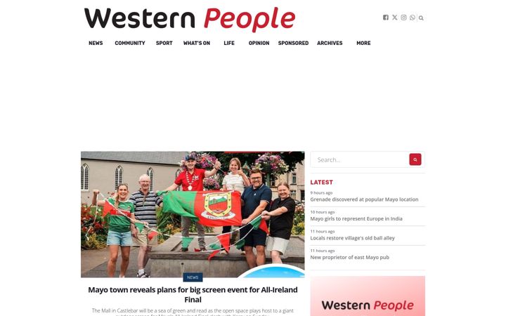 Screenshot of westernpeople.ie