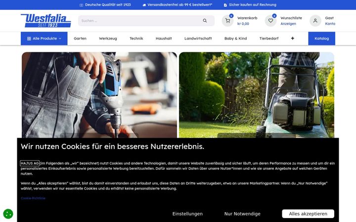 Screenshot of westfalia.de
