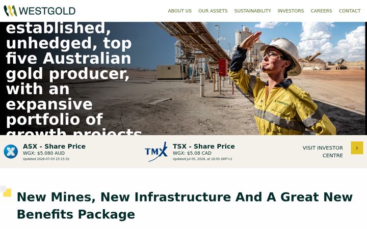 Screenshot of westgold.com.au