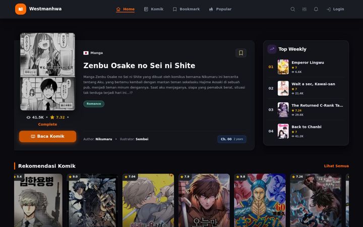 Screenshot of westmanhwa.net