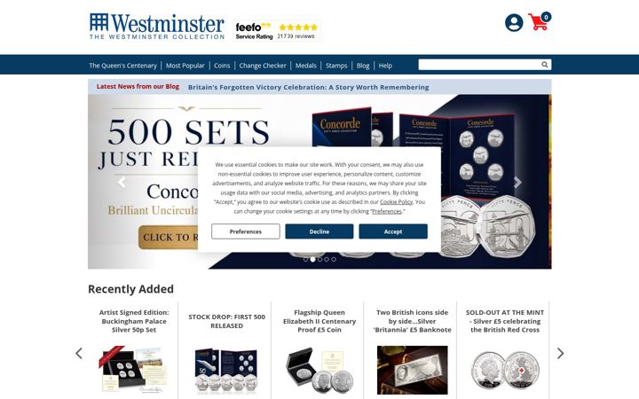 Ekrano kopija westminstercollection.com