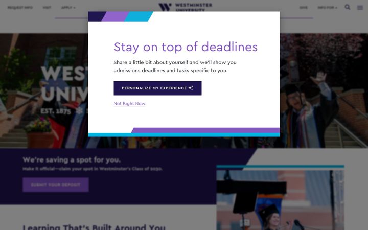 Screenshot of westminstercollege.edu