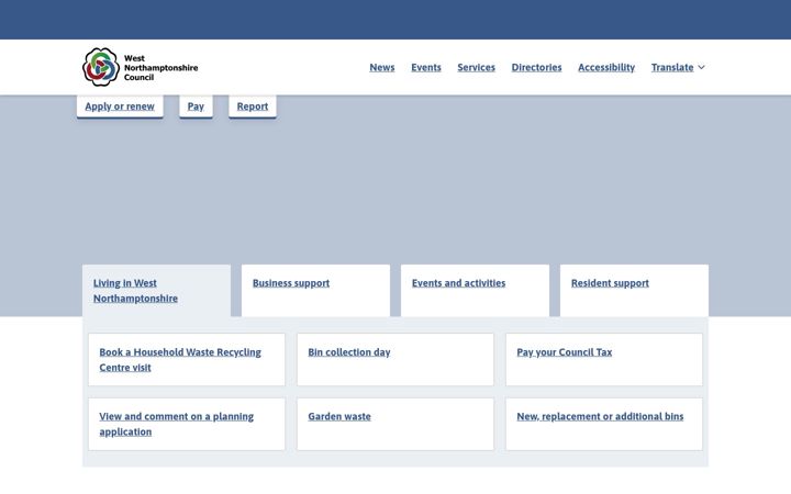 Screenshot του westnorthants.gov.uk