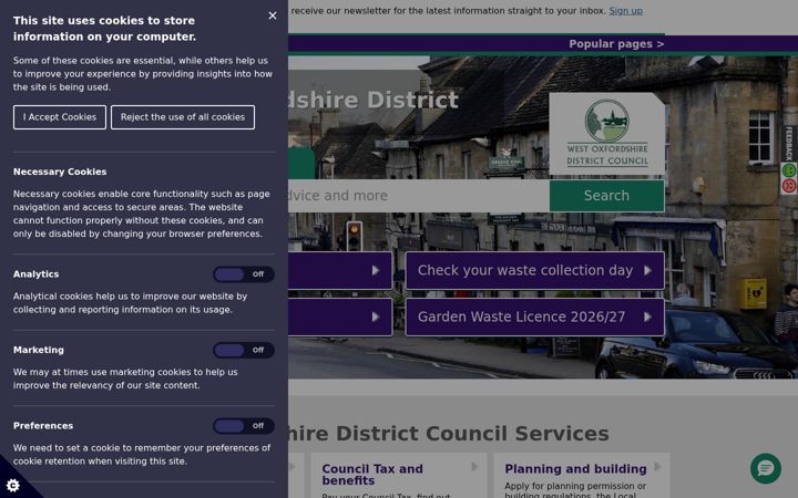 Screenshot of westoxon.gov.uk