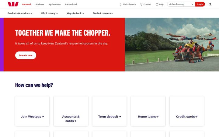 Screenshot van westpac.co.nz