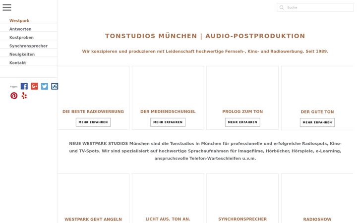 Skjámynd af westpark-studios.de