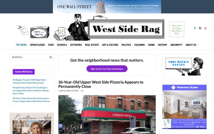 Screenshot of westsiderag.com