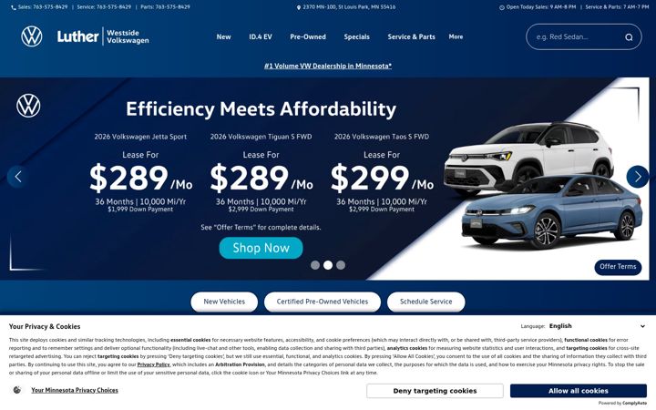 Screenshot of westsidevw.com
