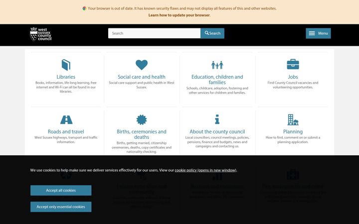 Screenshot of westsussex.gov.uk
