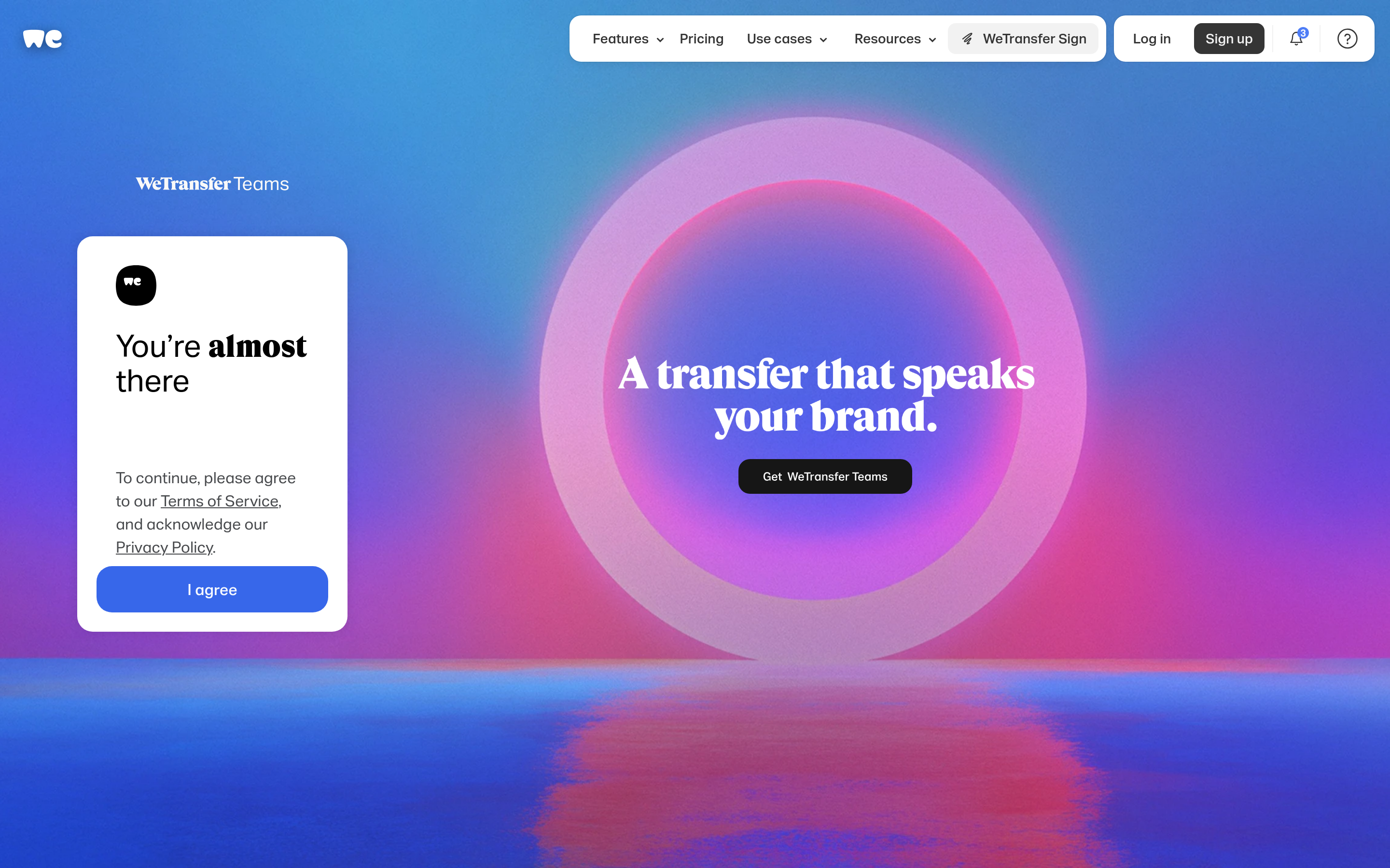 Screenshot of wetransfer.com