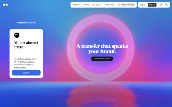 Screenshot of wetransfer.com