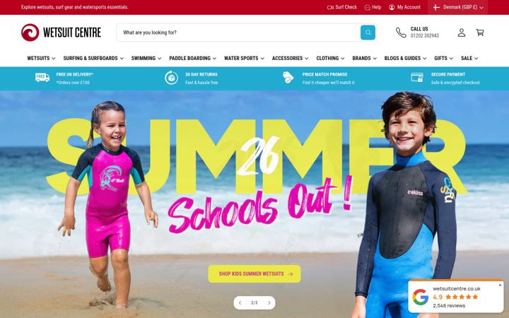 Ekrānuzņēmums no wetsuitcentre.co.uk