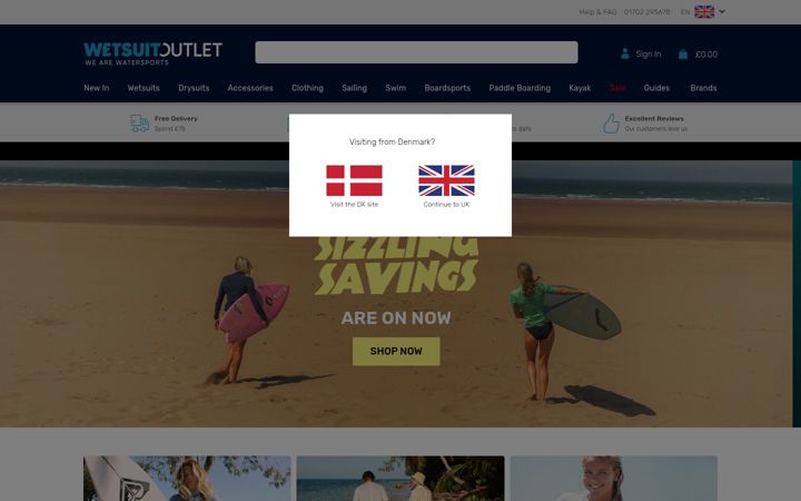 Screenshot of wetsuitoutlet.co.uk