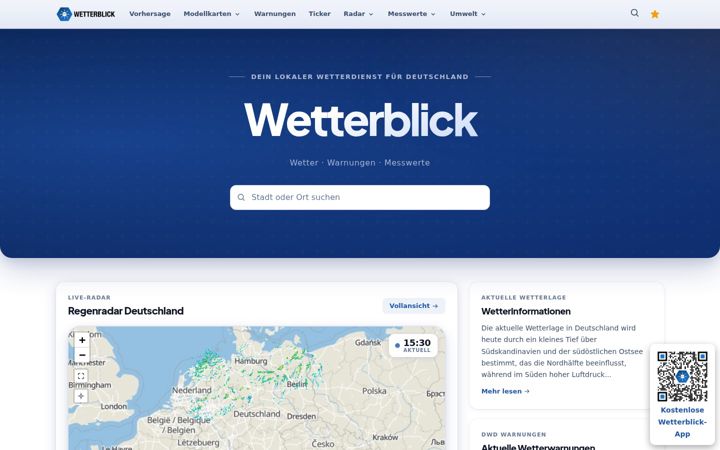 Snímek obrazovky wetterblick.com