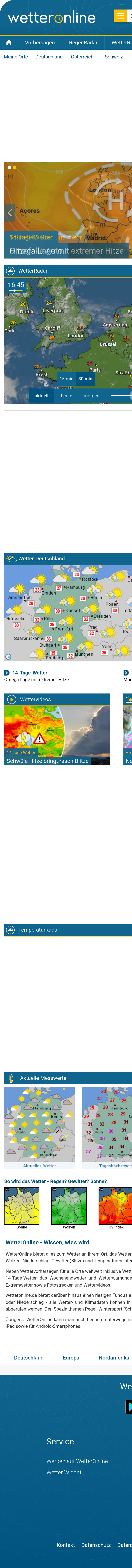 Mobile screenshot of wetteronline.de