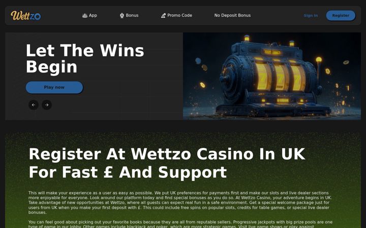 Skjermbilde av wettzocasino.io