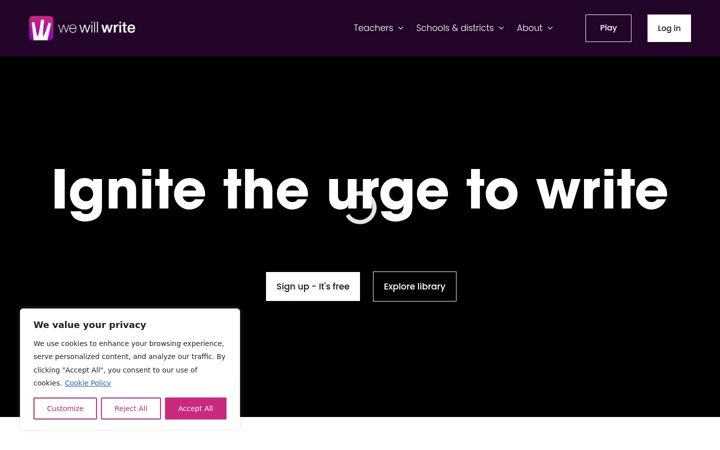 Screenshot of wewillwrite.com