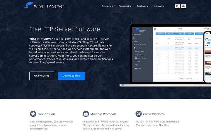 Screenshot of wftpserver.com