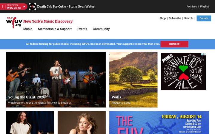 Screenshot of wfuv.org