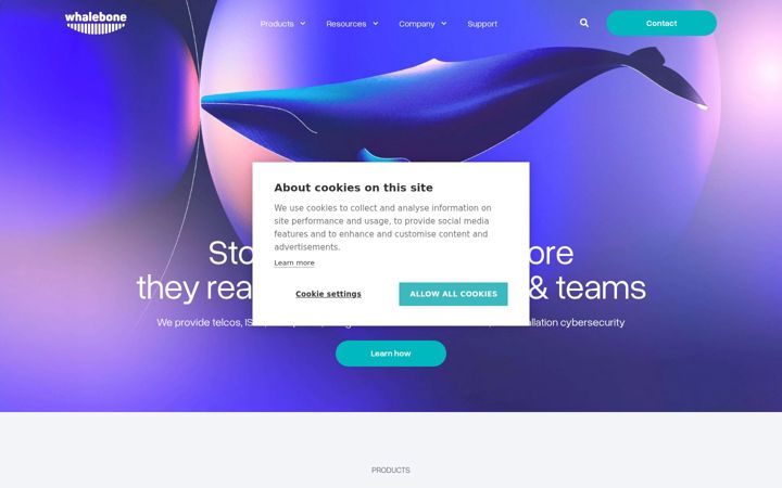 Screenshot of whalebone.io