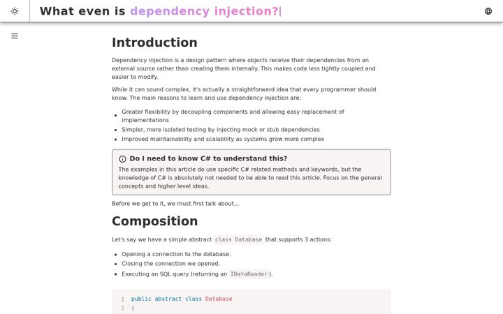Screenshot of what-is-dependency-injection.com