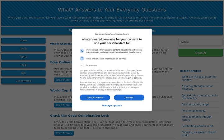 Screenshot von whatanswered.com