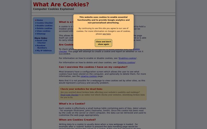 Screenshot του whatarecookies.com