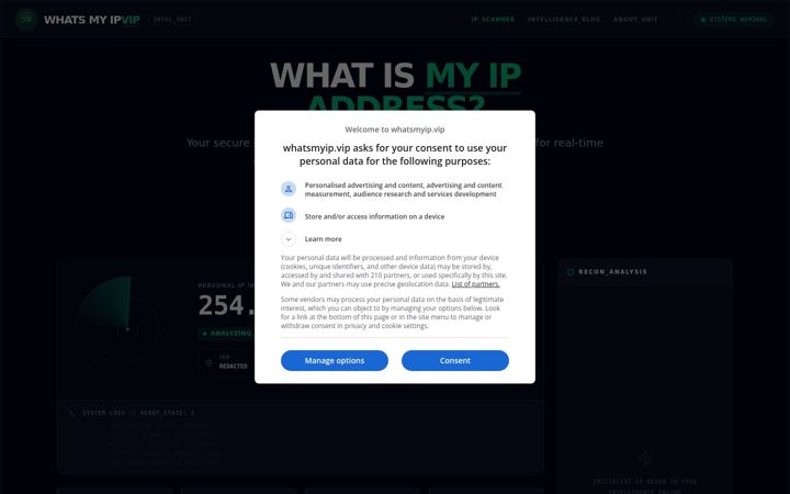 Screenshot of whatismyip.vip
