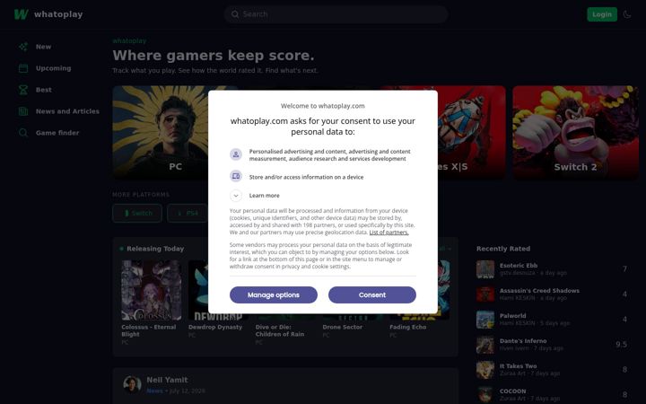 Screenshot of whatoplay.com