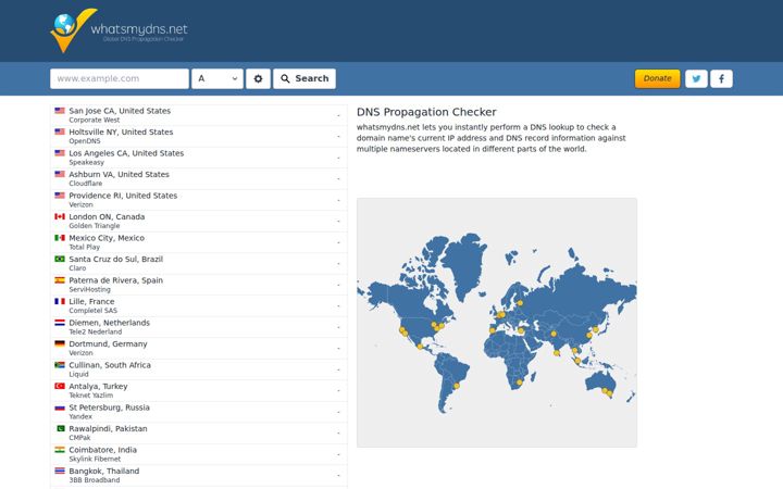 Screenshot of whatsmydns.net