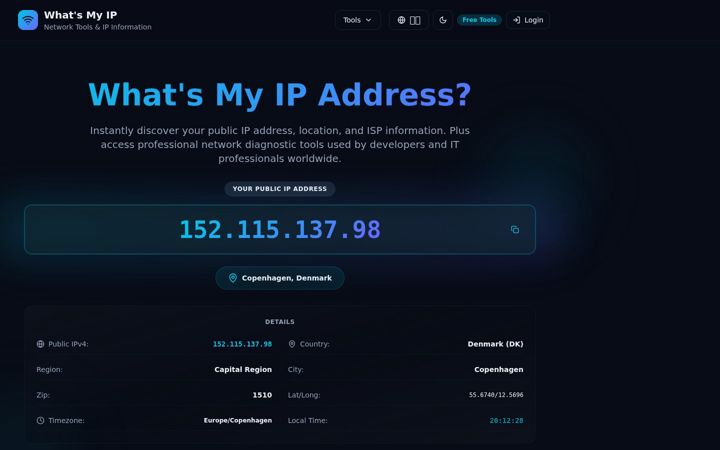Screenshot of whatsmyip.com