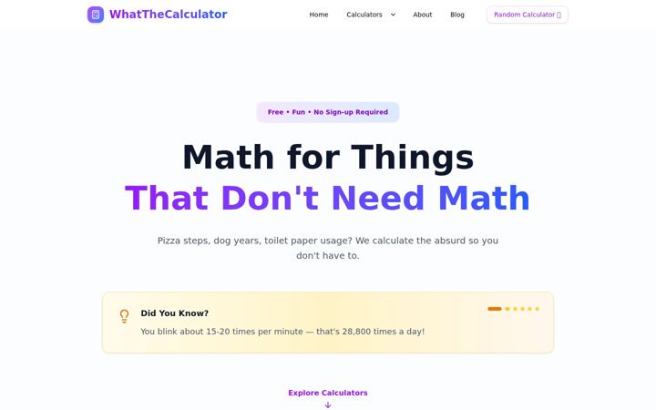 Screenshot of whatthecalculator.com