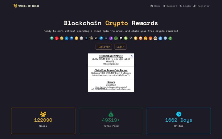 Screenshot of wheelofgold.com