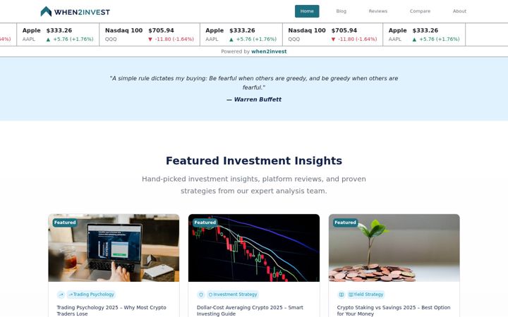 Screenshot of when2invest.ai