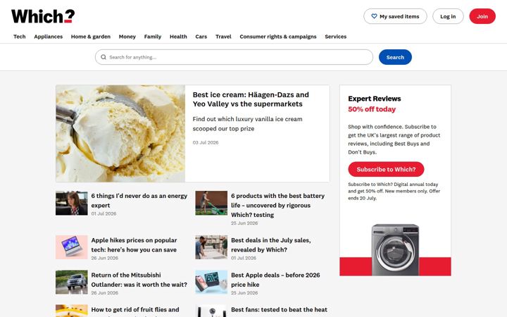 Screenshot of which.co.uk