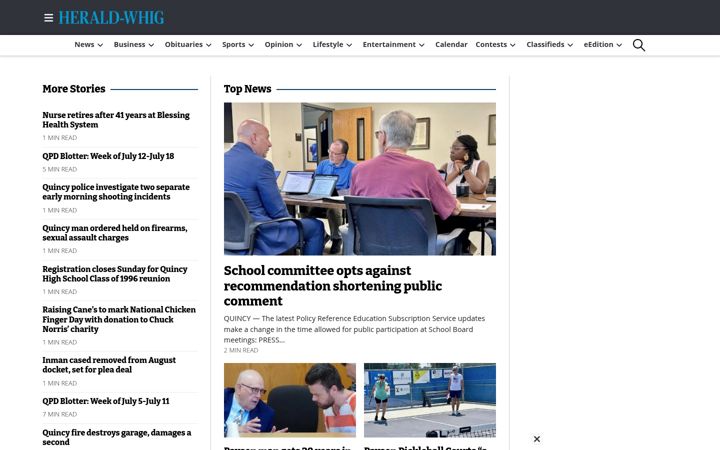 Screenshot of whig.com